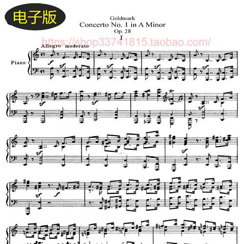 戈德马克 a小调第1协奏曲Op.28 小提琴+钢琴 合奏总分谱 古典乐谱