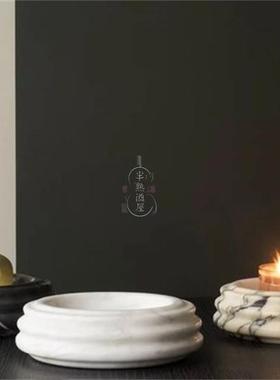天然大理石烛台收纳盘摆件极简大理石蜡烛样板间浪漫氛围装饰品