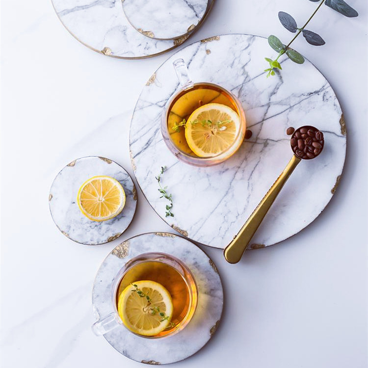 北欧轻奢风描金天然大理石垫盘杯垫隔热垫收纳托盘复古摄影美器,餐饮具,盘,淘宝优惠券,粉丝福利购,淘宝优惠卷