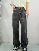 宽松高腰休闲潮裤 190高个子加长水洗时髦直筒牛仔裤 男裤 青春流行