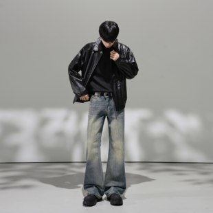 男潮牌秋冬微喇超长拖地裤 复古水洗牛仔裤 子 美式 190高个子加长版