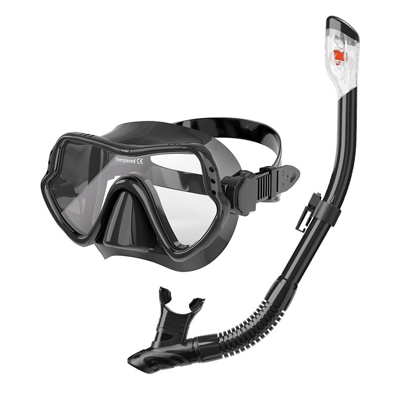 浮潜面罩+硅胶干式水下呼吸器套装护鼻一体自由潜水面镜浮潜装备