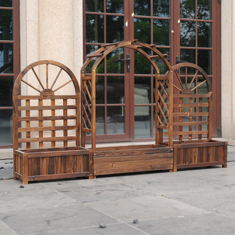 半圆形防腐木花架弧形阳台半拱形月季小花园拱型户外实木爬藤架