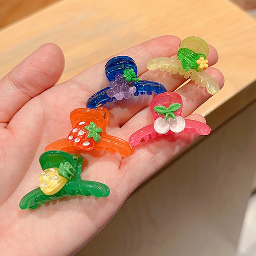 迷你小号儿童发夹刘海侧边前额碎发抓夹糖果色卡通水果夹可爱发饰
