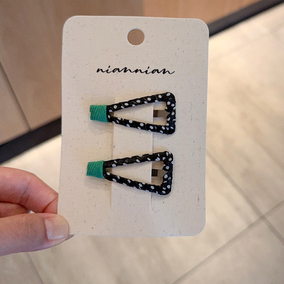 niannian念念儿童韩系布艺发夹发饰黑白波点三角bb夹女童刘海对夹