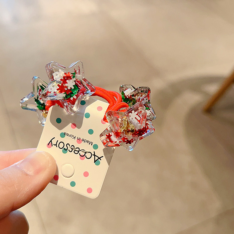 绕绕韩国发圈儿童发绳亮片五角星扎辫皮筋女孩不伤发女童头绳发饰