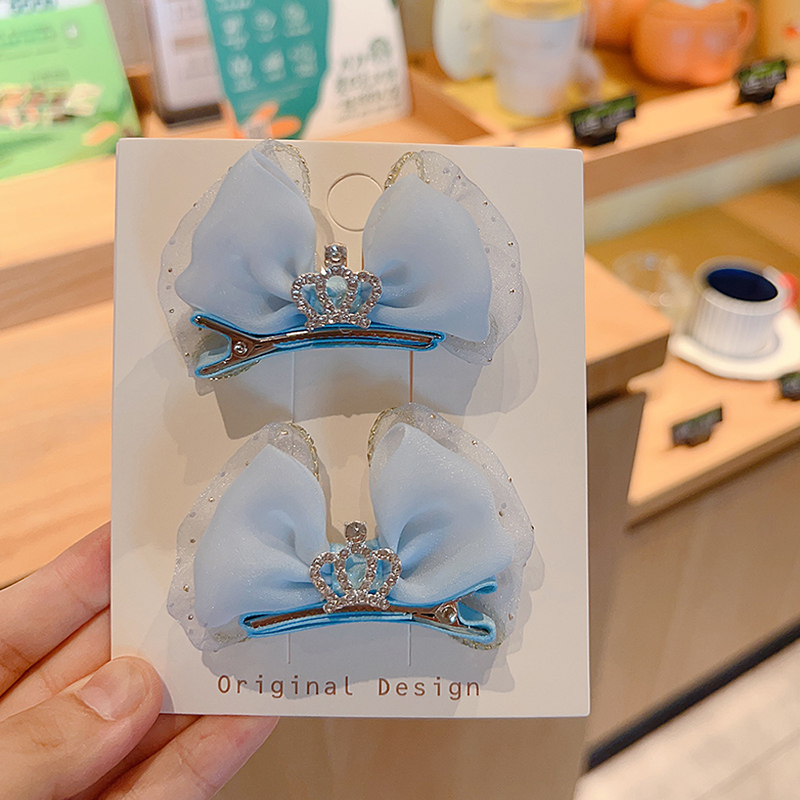 甜美皇冠儿童立体发卡公主顶夹女童蝴蝶结发夹网纱生日王冠头饰