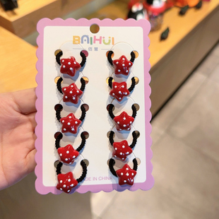 可爱波点安可拉红星星爱心头绳宝宝迷你拇指发圈女童扎小揪揪发绳