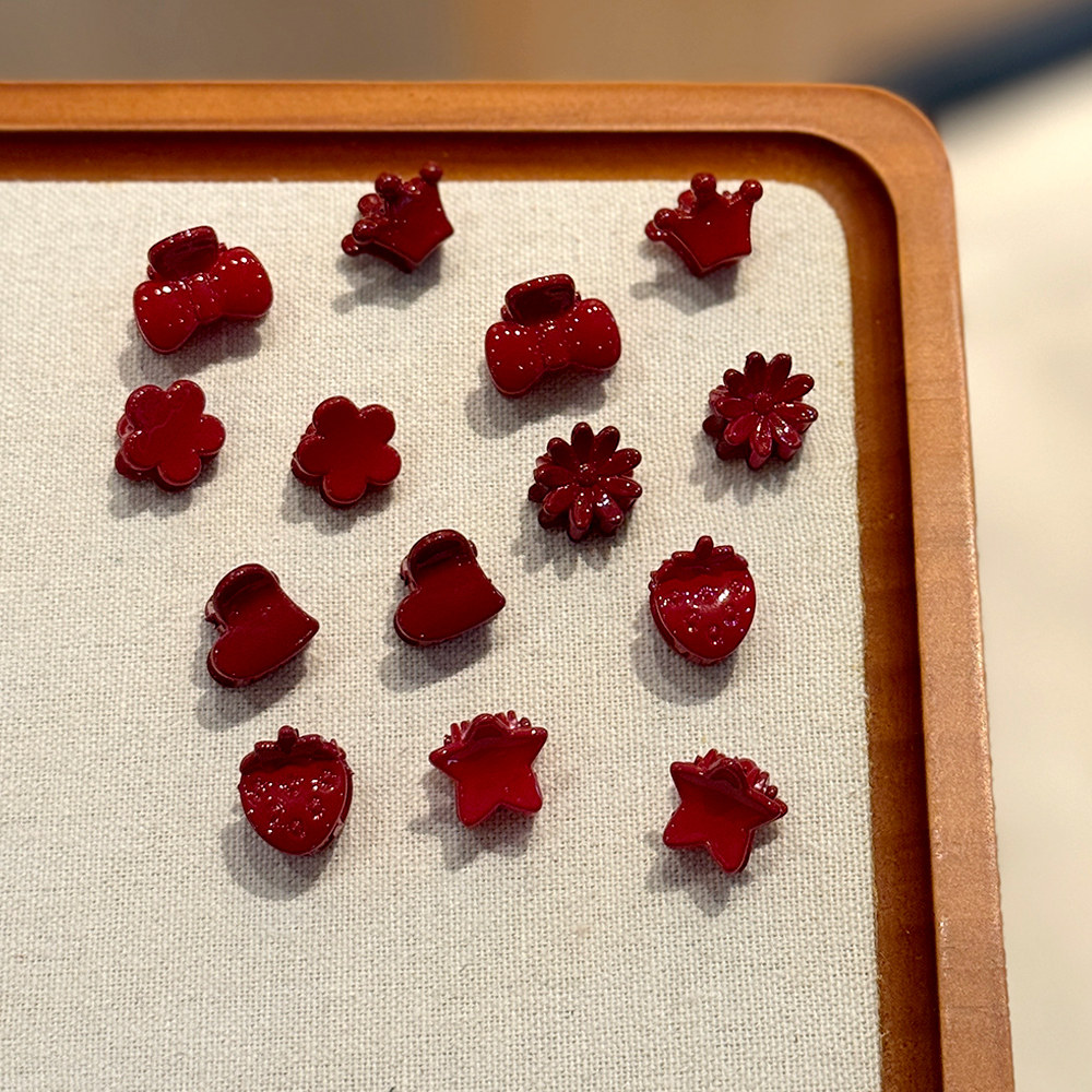 儿童迷你小号花朵抓夹酒红色星星发抓婴童新年红色头饰刘海碎发夹