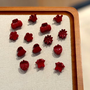 儿童迷你小号花朵抓夹酒红色星星发抓婴童新年红色头饰刘海碎发夹