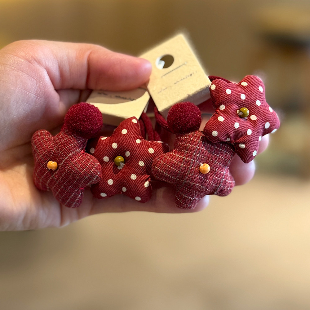 韩系儿童波点星星马尾头绳新年可爱五角星毛绒球球橡皮筋红色发饰,童装/婴儿装/亲子装,发饰,淘宝优惠券,粉丝福利购,淘宝优惠卷