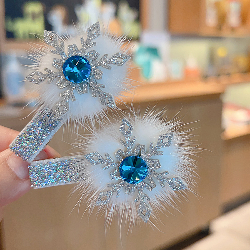 银色雪花公主发夹气质女童侧边夹