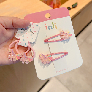 儿童小号发圈扎小啾啾不伤发皮筋独角兽可爱卡通头绳女童刘海边夹