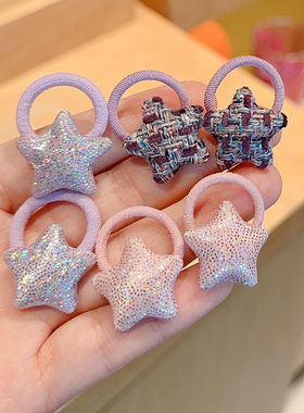 6个紫色小号宝宝儿童可爱发绳婴儿星星拇指发圈不伤发橡皮筋头饰