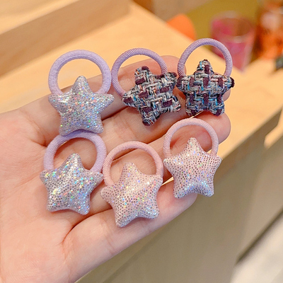 6个紫色小号宝宝儿童可爱发绳婴儿星星拇指发圈不伤发橡皮筋头饰