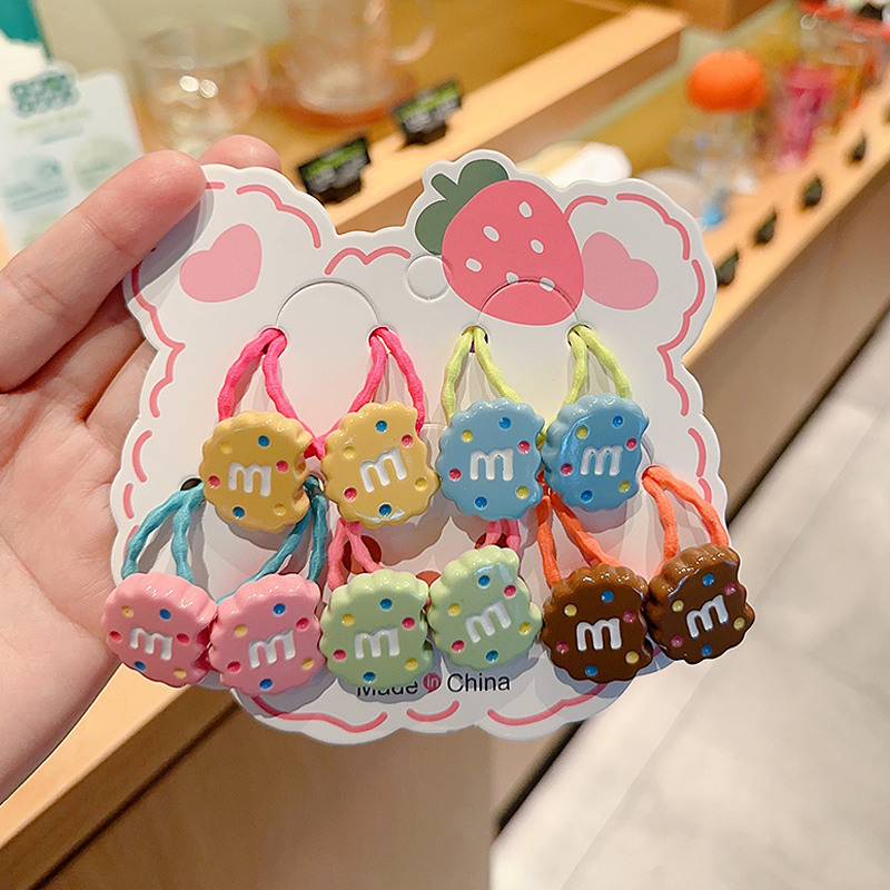 冰激凌m豆可爱彩色饼干皮筋儿童高弹力小号发圈宝宝刘海扎发发饰