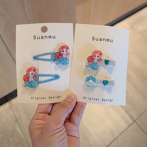 儿童冰雪公主发夹女童美人鱼发圈小女孩爱心刘海碎发卡可爱橡皮筋