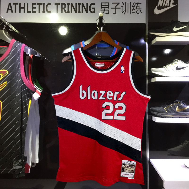 美版正品 83-84赛季开拓者22号德雷克斯勒球衣 热压复古篮球服sw