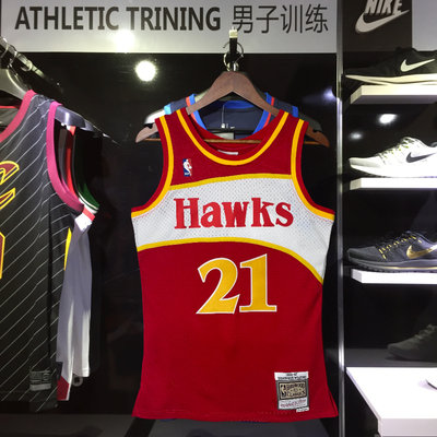 美版正品86-87赛季老鹰队21号Wilkins 威尔金斯球衣 热压篮球服SW