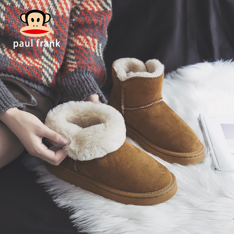 加绒羊毛内里高帮系带雪地靴