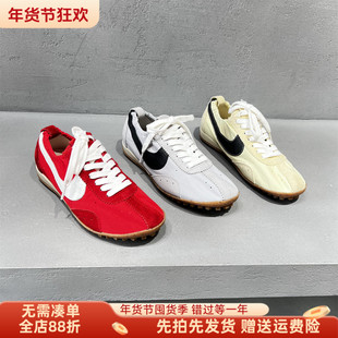 欧洲站女鞋2026春新款欧货真皮系带拼色德训鞋复古轻便休闲运动鞋