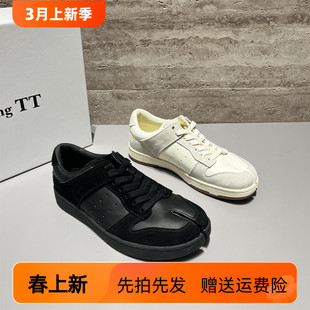 欧洲站女鞋2026春新款真皮系带极简风运动板鞋百搭分趾猪蹄休闲鞋