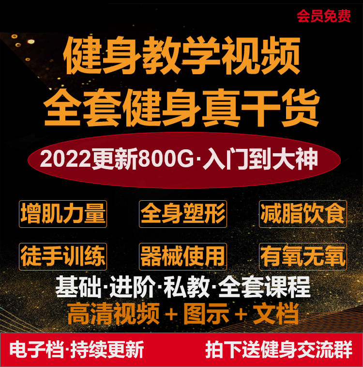 健身课程自学运动私教瘦腿增肌减脂减肥徒手器械锻炼训练视频教程