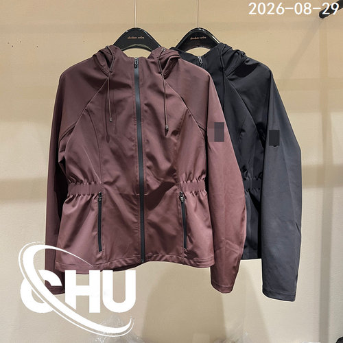 欧货拉链连帽时尚收腰防风服外套