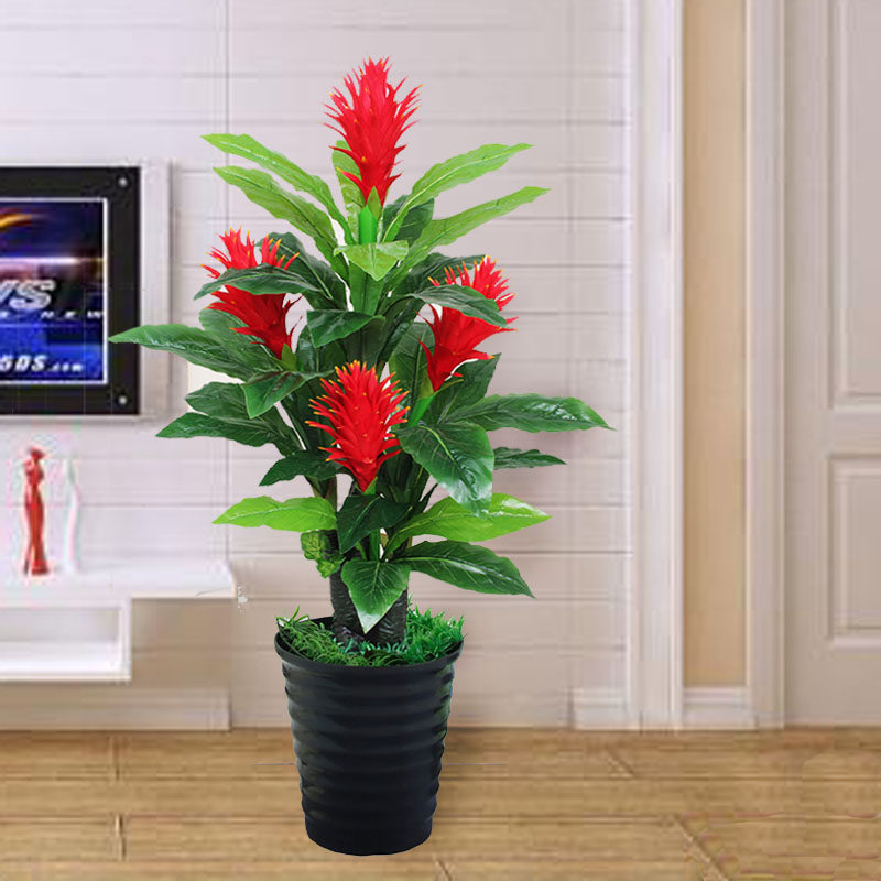 大型鸿运当头绿植盆栽客厅电视旁落地摆放仿真植物装饰花凤梨假树