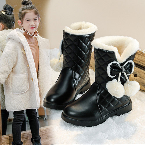 女童雪地靴冬季新款加绒保暖棉靴