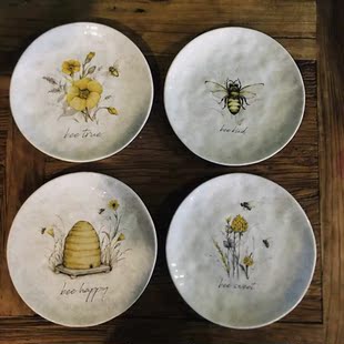 Sweet Bee像蜜蜂一样甜蜜 出口餐具甜品盘点心盘菜盘8.5寸