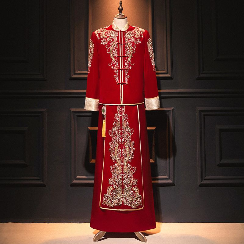 秀禾服新郎2025新款男装中式结婚礼服古装婚服男士龙凤褂男款秀禾