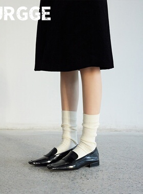 日本durgge复古松弛感棉白色堆堆长筒袜子女款春夏薄款中筒小腿袜