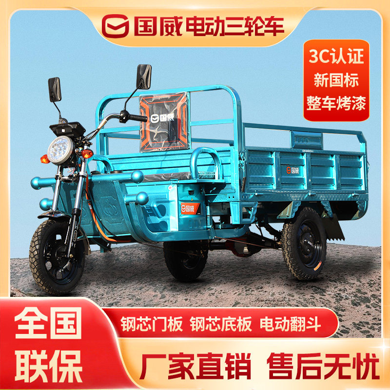 国威电动三轮车家用摆摊农用爬坡拉货载重王带棚快递车厂家直销,电动车/配件/交通工具,电动三轮车,淘宝优惠券,粉丝福利购,淘宝优惠卷