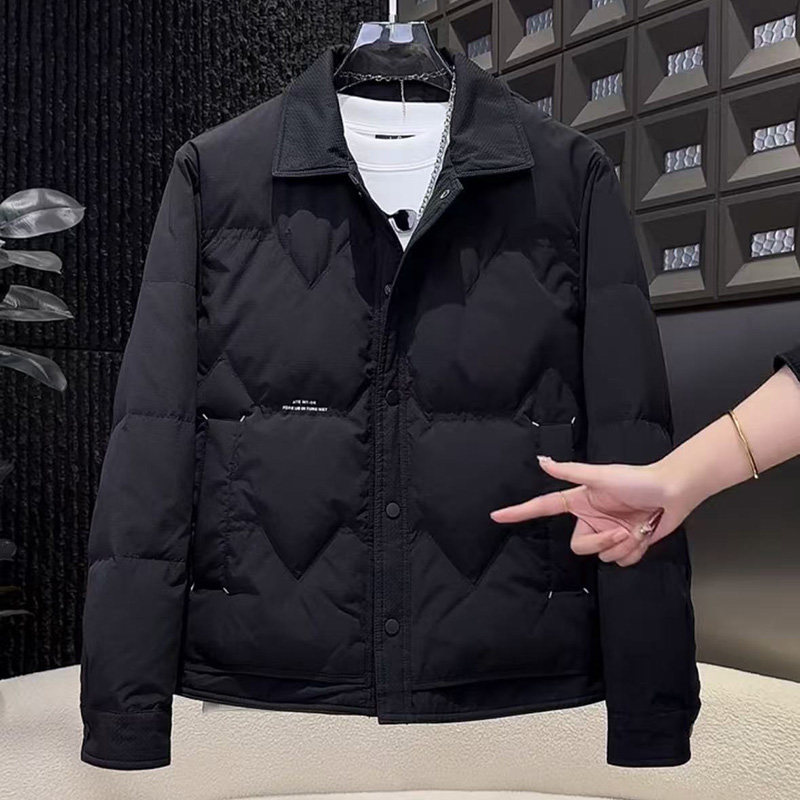 简约百搭高级感纯色羽绒服潮牌轻薄男装休闲白鸭绒夹克衫保暖外套