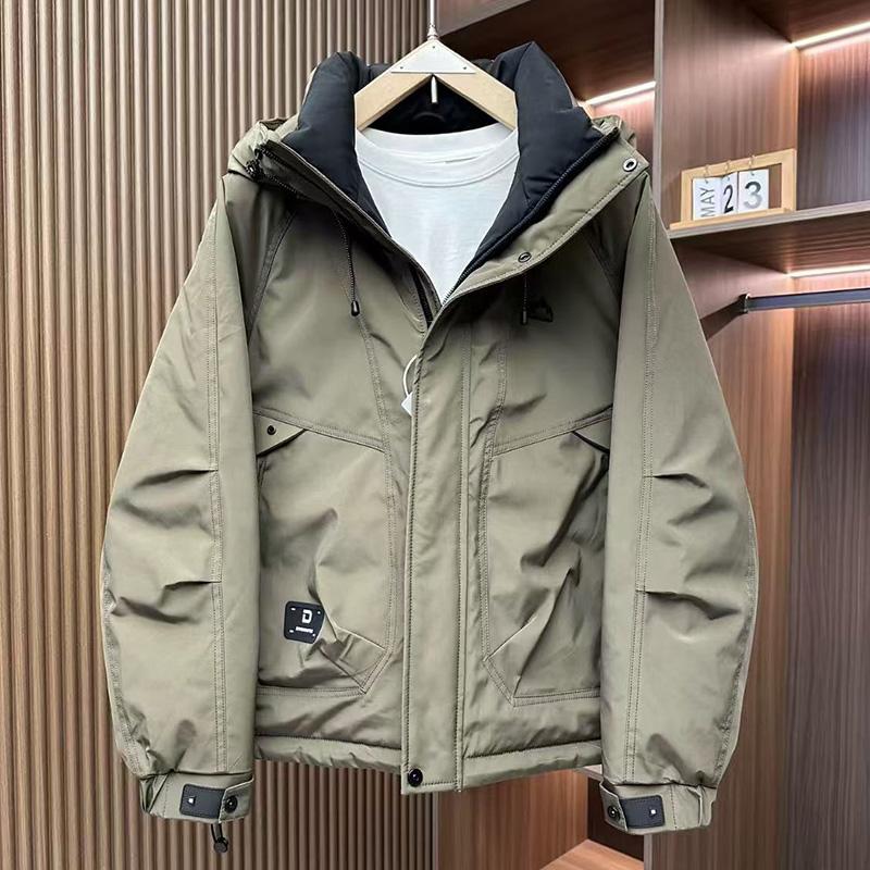 美式新款冬季男士连帽羽绒服2025爆款保暖冲锋衣抗寒防冻鸭绒夹克
