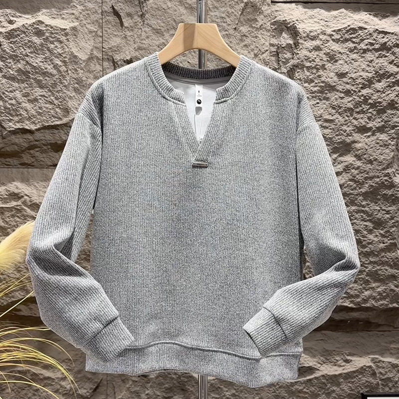 2025秋冬加厚潮流男士打底网红爆款T恤高级感潮牌新款百搭V领卫衣