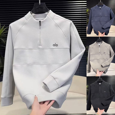 2025新款男士半拉链卫衣潮流韩版拼接字母高级感打底云朵绒T恤衫