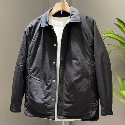 美式休闲潮流时尚翻领夹克高品质二棉上衣高街纯色加厚棉服冲锋衣