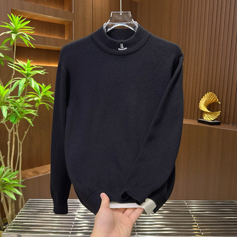高级感潮牌上衣2025新款痞帅内搭打底衫秋冬季半高领毛衣男士外套