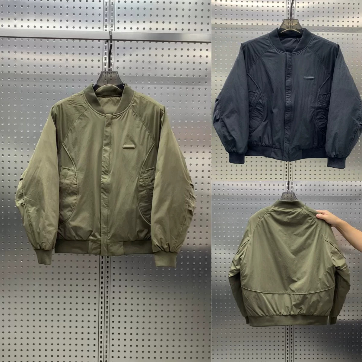 男士军绿棒球领加棉飞行员棉服