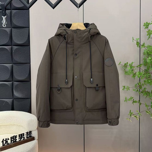 2025加厚保暖潮流防寒保暖白鸭绒冲锋衣外套男冬季连帽工装羽绒服