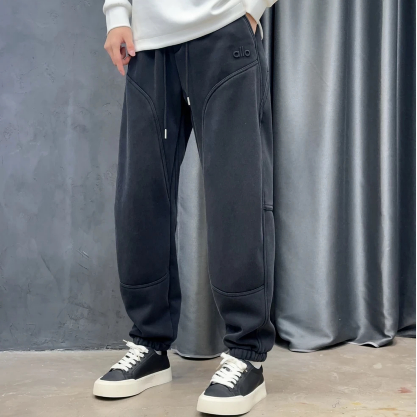 爆款美式复古做旧水洗束脚裤秋冬加绒加厚百搭卫裤高级时尚运动裤