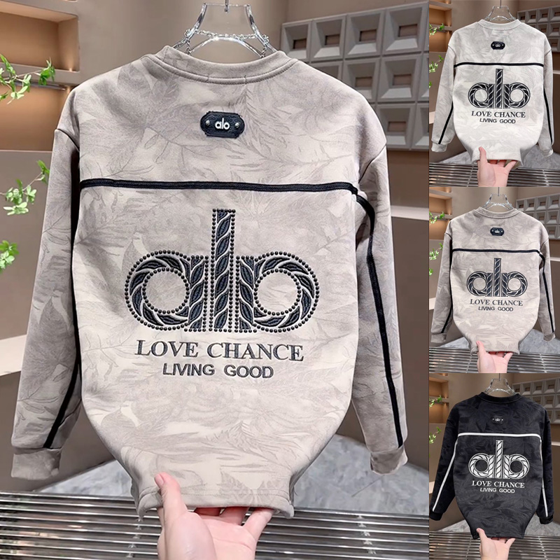 复古扎染潮流宽松卫衣爆款网红字母男士晕染T恤潮牌长袖加绒打底