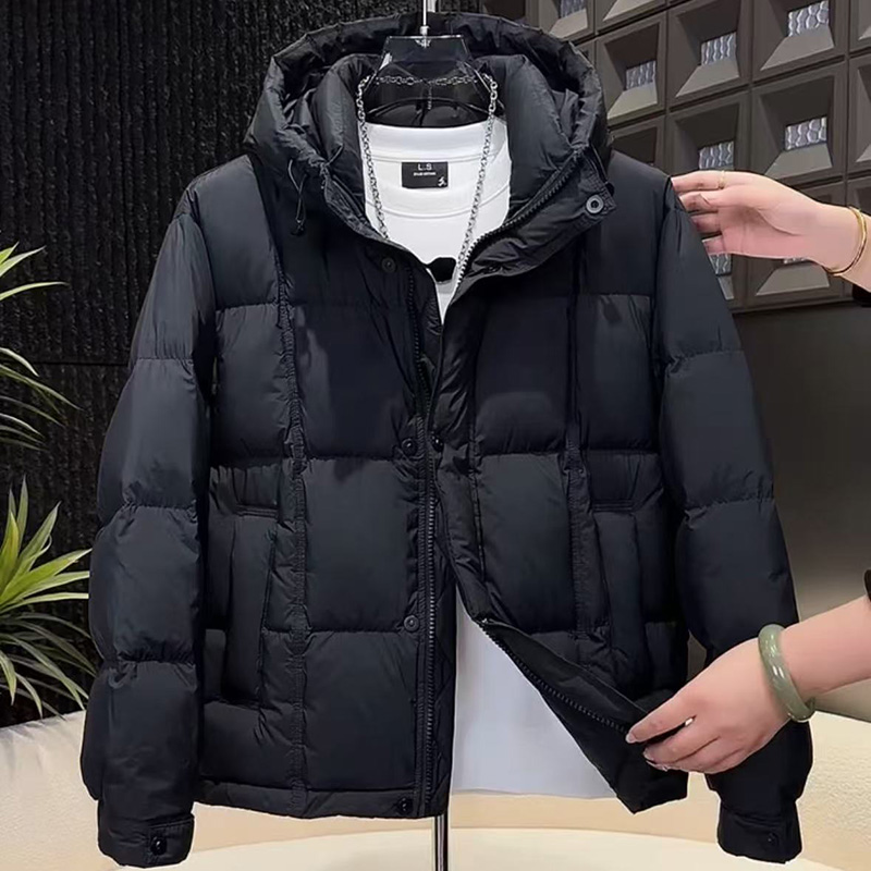 百搭拉链肌理感男士潮流轻薄羽绒服2025冬季保暖纯色面包服夹克衫