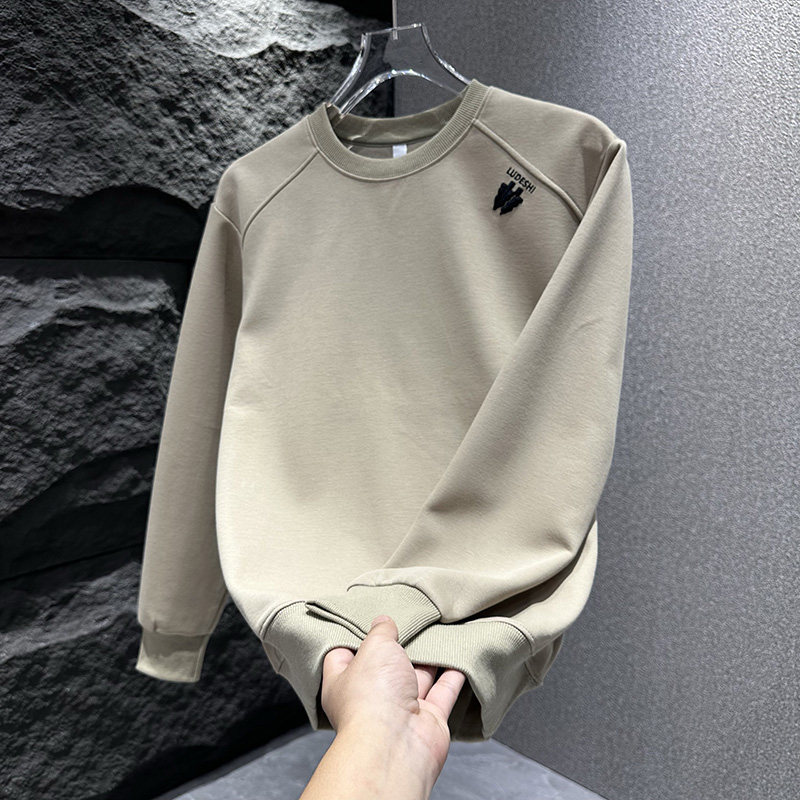 2025厚款宽松潮流休闲打底衫男士冬装上衣圆领加绒卫衣男款秋冬季