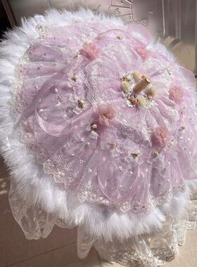 少女心Lolita手作粉紫色蕾丝伞九歌古典玩偶欧式花嫁复古拍照伞