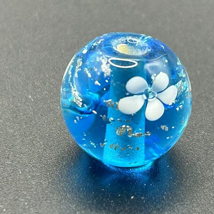 PY030水晶花珠 山水名物琉璃珠 湖绿色四瓣花珠16mm