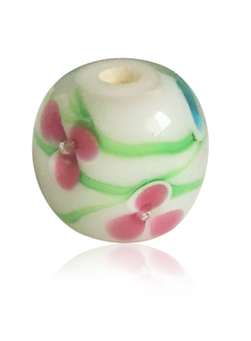 新款XK739绿藤三瓣花圆珠 12mm黄色白色花珠