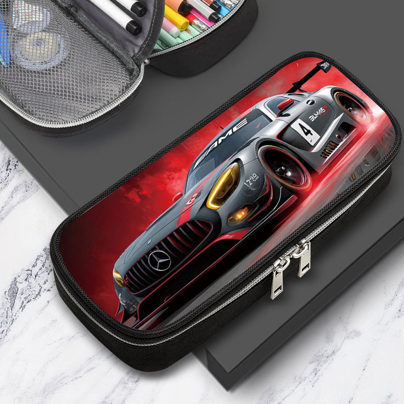轿车跑车笔袋小学生文具盒男童大容量炫酷印花防水拉链耐脏铅笔盒